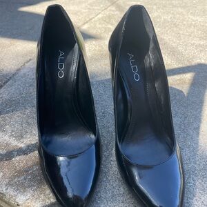 Aldo Black Stiletto Heels Glossy Finish